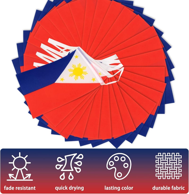 MVPRING Philippines String Flag Pennant Banner, Small Mini Filipino Philippine Flags Bunting Banner, National Country Decoration for School, Party, Sports Events, Patriotic Festival, 33 Feet 30 Flags - Image 4